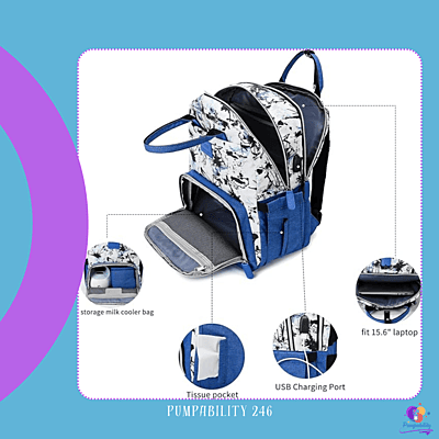 V-COOOL Breast Pump Backpack, Insulated Cooler Bag for Milk, Charging Port