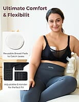 Momcozy Mesh Support Pumping and Nursing Bra (Black) 