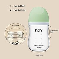 Yanyoyo Wideneck Glass Baby Bottle 5.4oz (w/ Slow Flow Nipple)