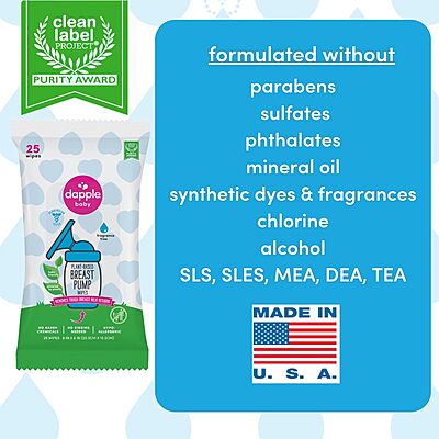 Dapple Breast Pump Wipes Plant Based 25ct