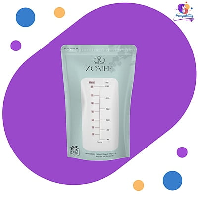 Zomee Disposable 8 oz Breast Milk Storage Bags w/Double Zipper Seal